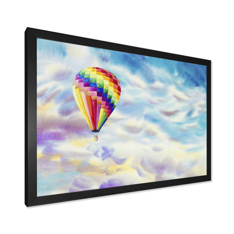 «Colorful Air Ballons Landscape», reproduction sur toile flottante, Cadre photo noir, H 8 po x l 12 po x P 1 po