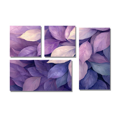 Feuilles de lilas, auvent de la forêt II - art mural floral grand 4 pièces