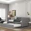 Lit de jour simple avec couchette, base de coussin rembourrée grise, fabrication solide avec dossier rembourré stable