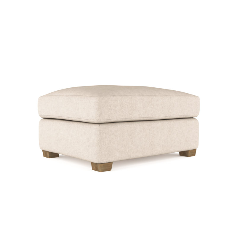 Thompson Ottoman, Plush Velvet Oyster, Weathered