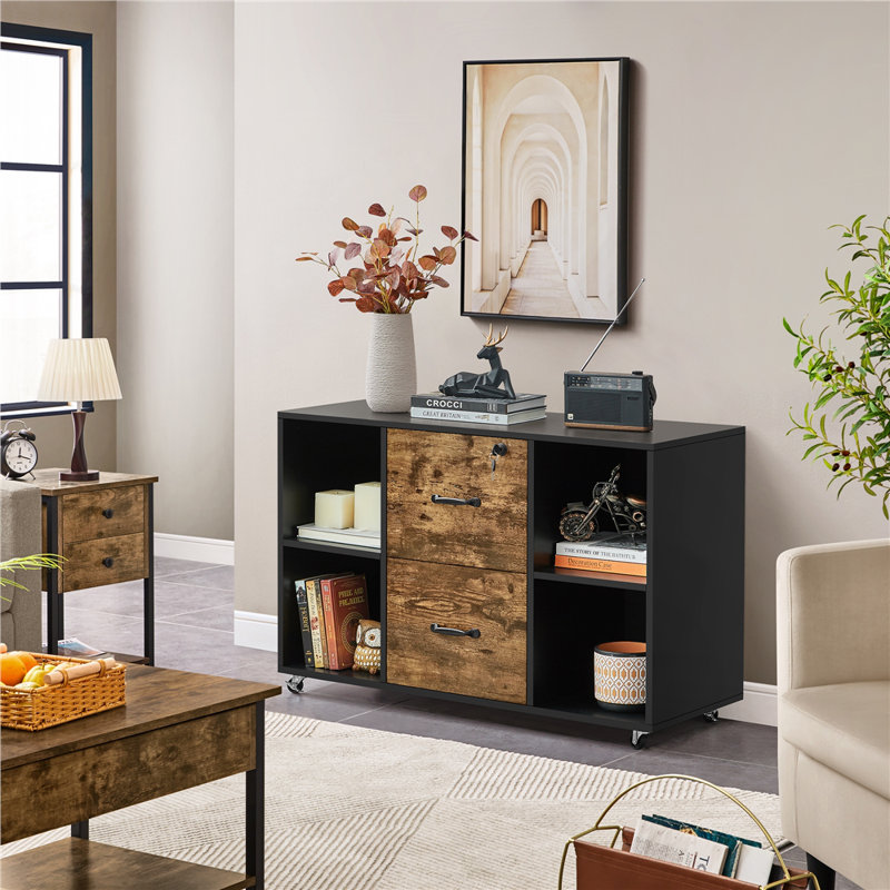 Colour Storage Cabinet, Black/Rustic Brown