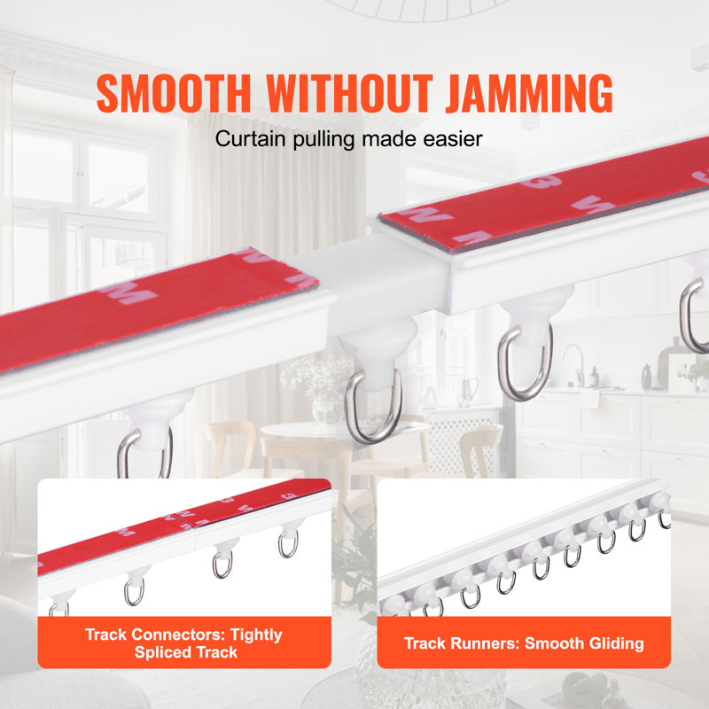 Ceiling Curtain Track Set 9.9 FT/3 Meter Self Adhesive Room Divider White