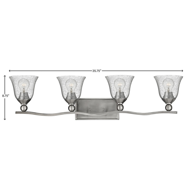 Bolla 4-Light Vanity Light, Olde Bronze, Clear Seedy Glass, Incandescent