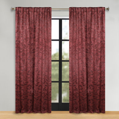  Rideaux occultant 100% polyester à motif de feuilles