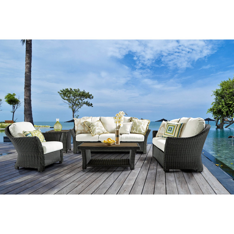 Losh Wicker Outdoor Chair, Spectrum Dove Sunbrella® Plainweave