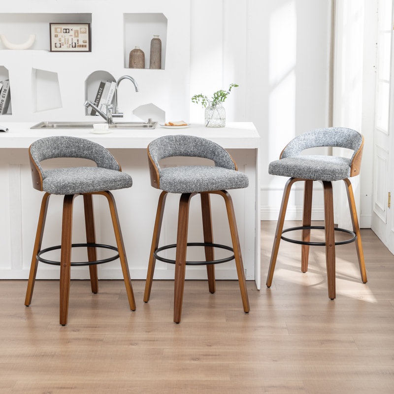 Swivel Upholstered Counter Stool, Grey, Bar Stool (76.2cm Seat Height)