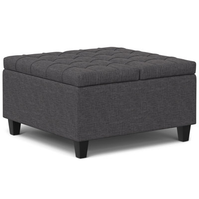 Harrison 30"W Upholstered Square Coffee Table Storage Ottoman with Split Lift Top