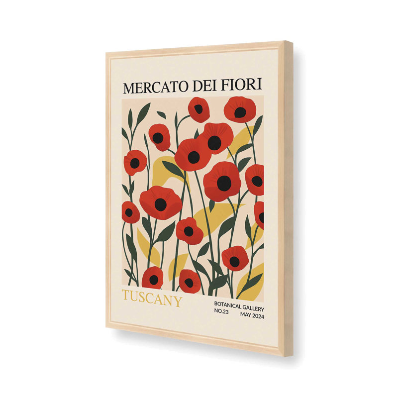 Printemps du marché aux fleurs de Toscane, Reproduction encadrée sans passe-partout, Érable brut