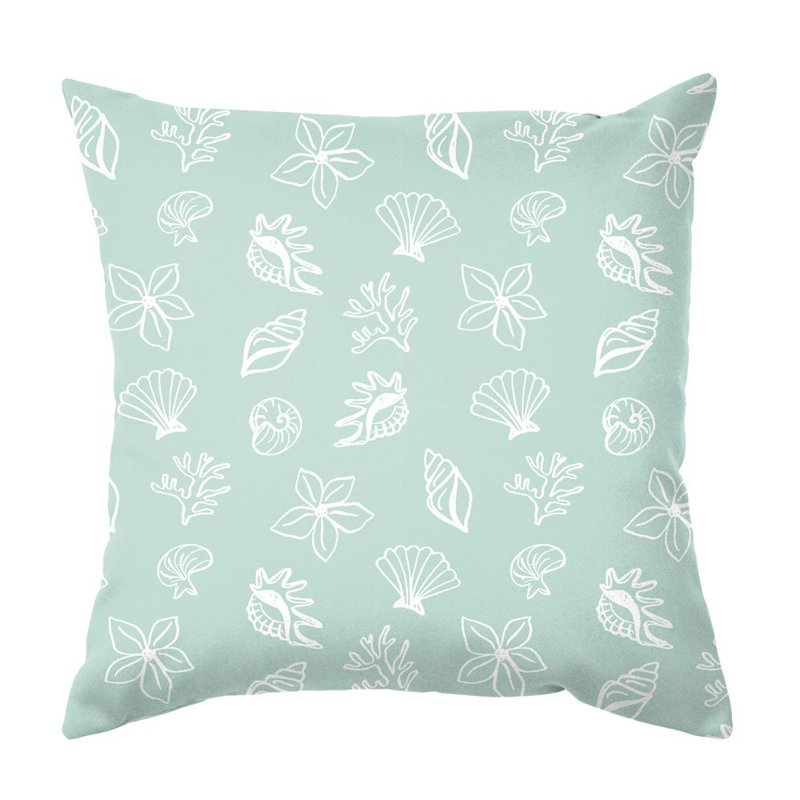 Adrie Cream/Green Cushion, 40x40cm , Let's Swim Together