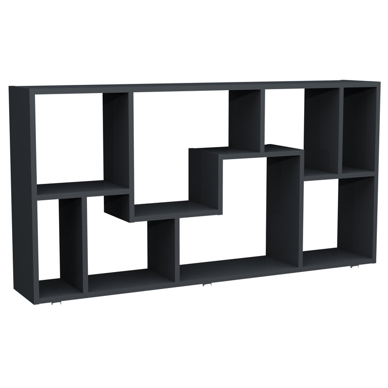 Renuka 58cm H x 116cm W Geometric Bookcase, Black
