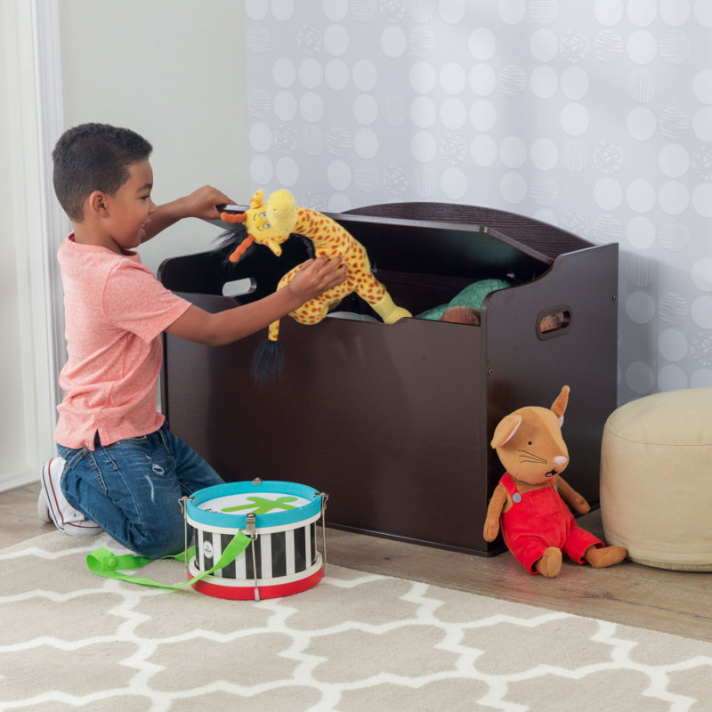 Austin Wooden Toy Box/Bench with Safety Hinged Lid, Espresso