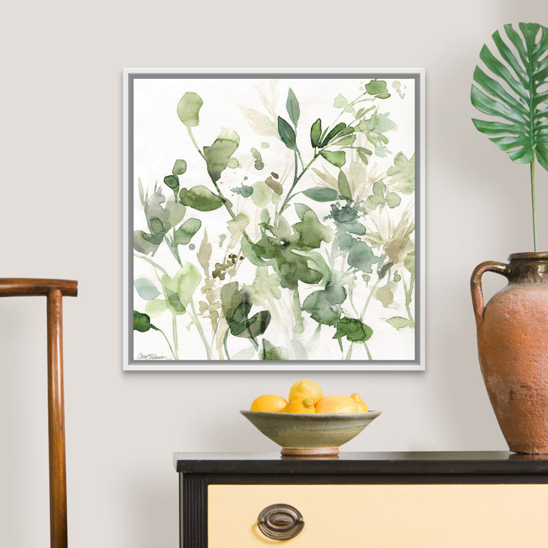 «Sage Garden I», reproduction d'art sur toile, H 25,7 po x l 25,7 po x P 1,75 po, Cadre flottant blanc