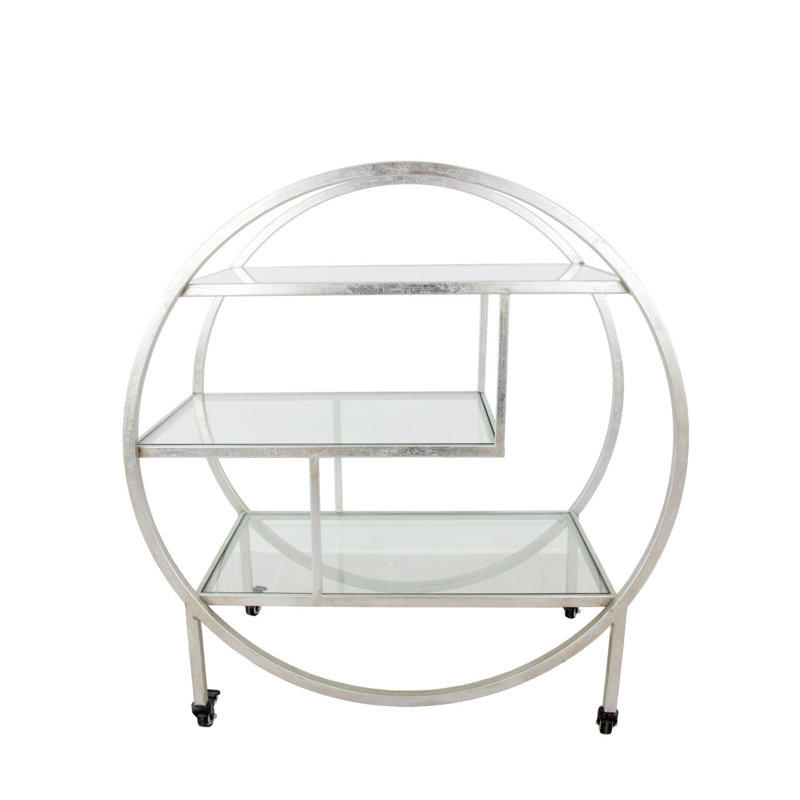 Milo Round Bar Cart, Silver Leaf