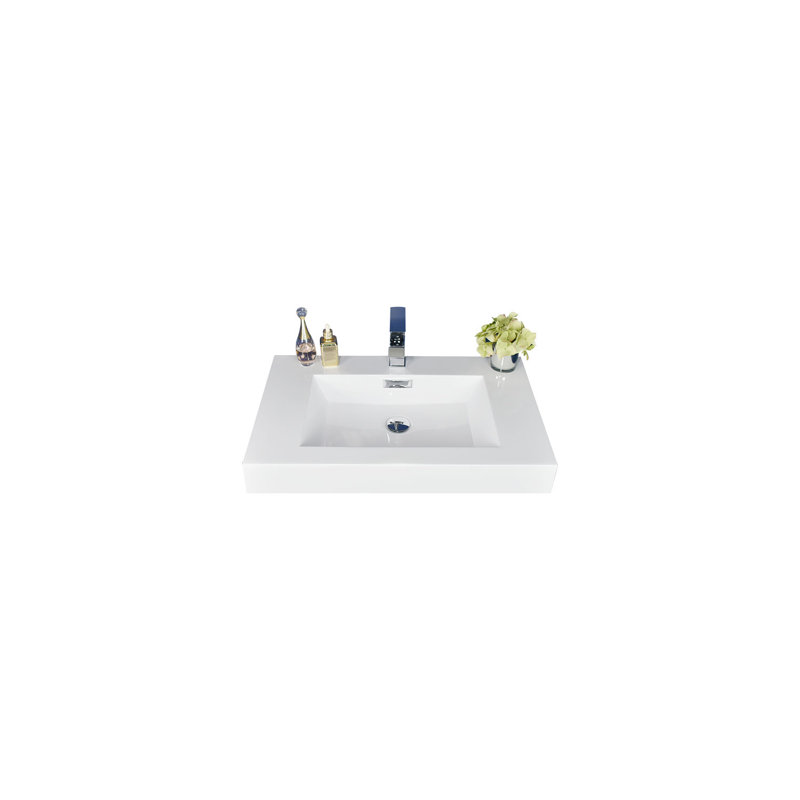 Comptoir de meuble-lavabo simple de 23,5 po avec lavabo blanc