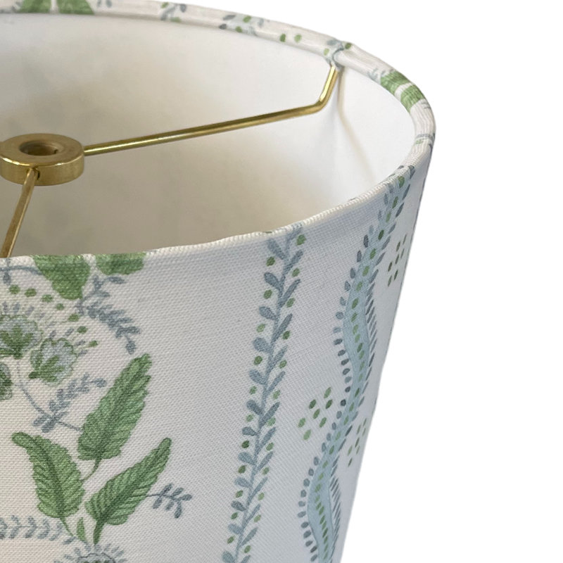 Blue And Green Floral Lampshade In Emma Stripe