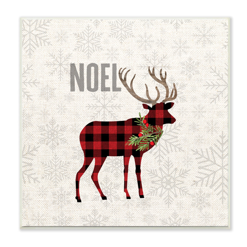 Noel phrase flocons de neige renne patchwork de Noël, Plaque murale, H 12 po x l 12 po