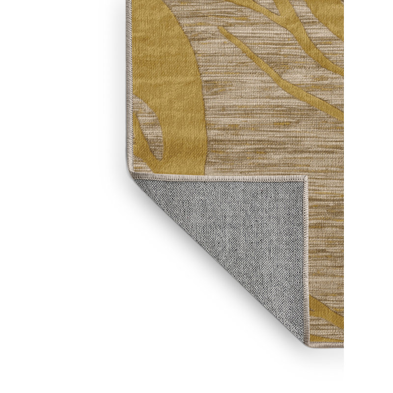 Machine Washable Abstract Brown Area Rug, Round 5'