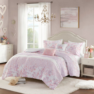 Ensemble de couette imprimée à fleurs en polyester pour lit simple/simple XL