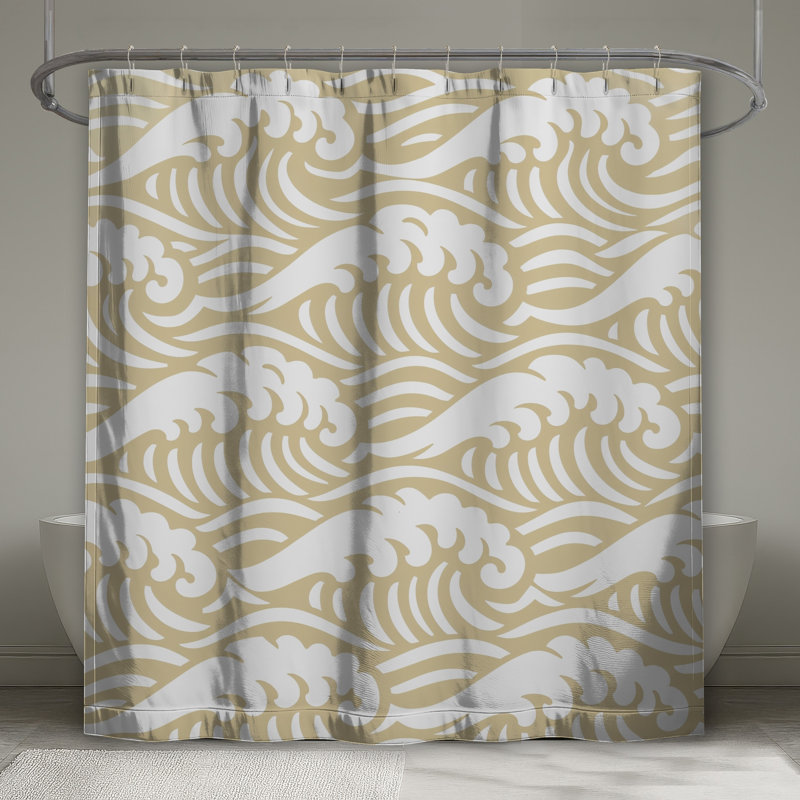 Rideau de douche beige très long Ocean Waves, 70in W x 72in H