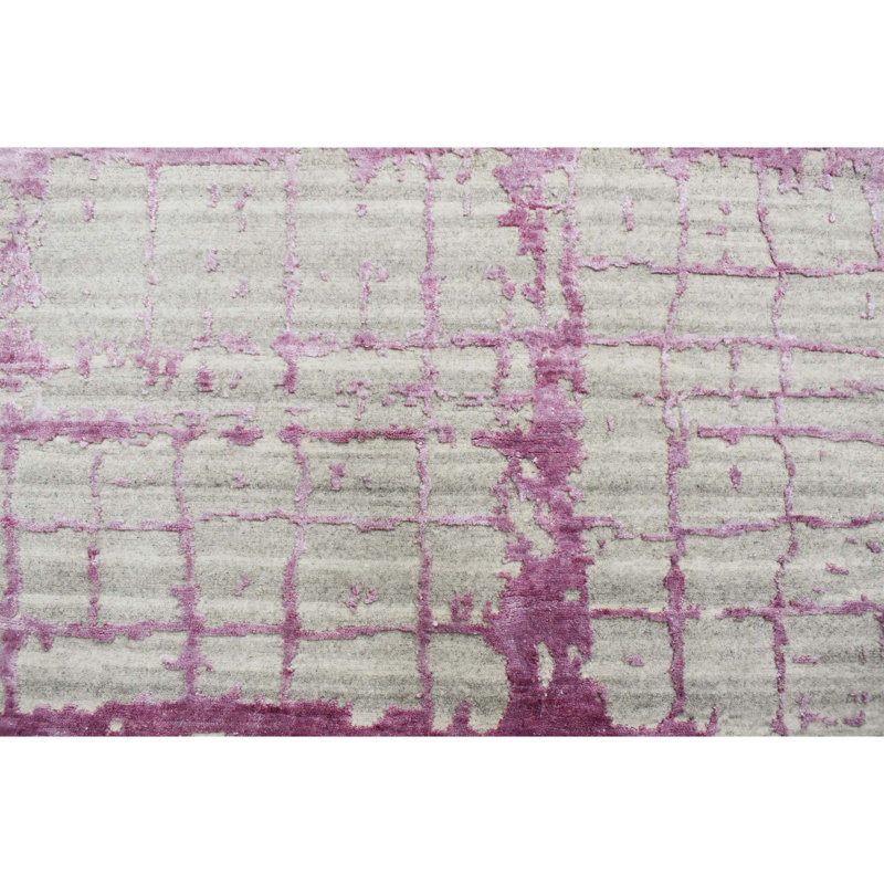 Abstract Area Rug in Pink, Rectangle 9' x 12'