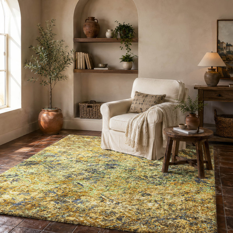 Tapis à poils longs Dream Shag Diamond de qualité supérieure, lavable à la machine, Gold, 10' x 14'