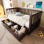 Transform 3 in 1 Convertible Solid Pine Wood Kids Bed with Storage Drawers and Removable Guardrails-130594145