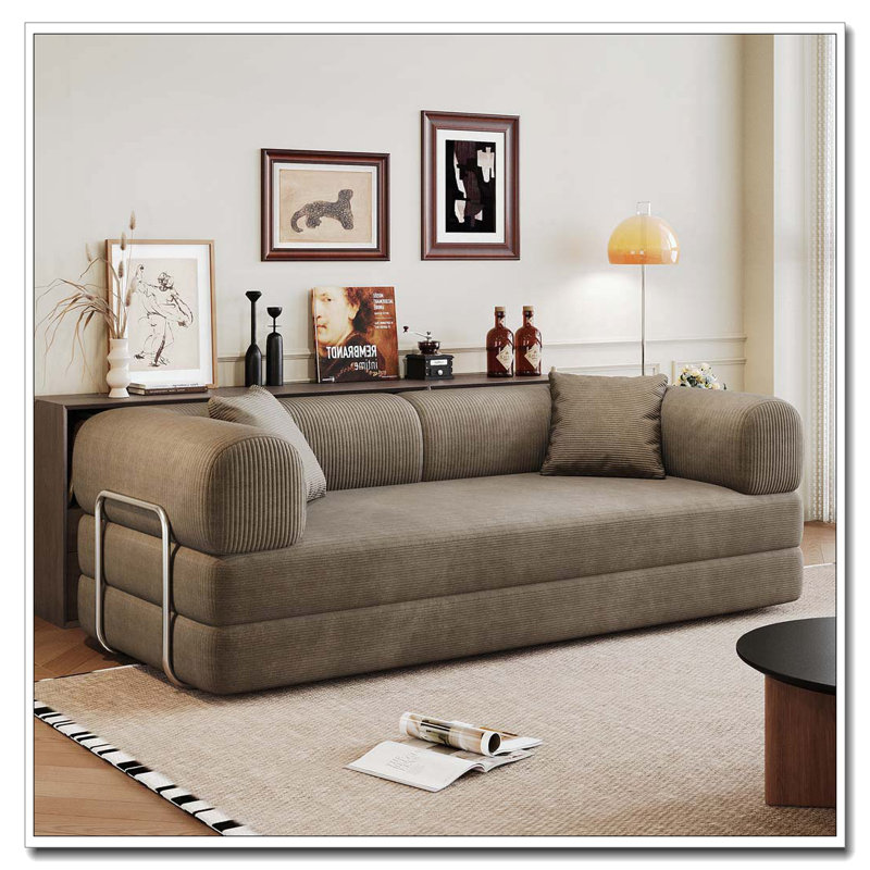 Canapé à compression de 78,8 po, canapé-lit convertible au sol avec accoudoirs de soutien pour dossier, canapé-lit futon confortable, causeuse modulaire désossée, tissu en velours côtelé