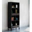 Grande bibliothèque vintage rétro en bois de pin avec tiroirs et casiers ouverts