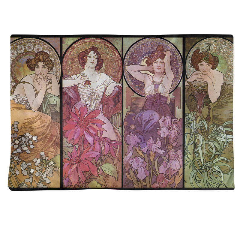 Récapitulatif de 4 pierres précieuses 18 po alphonse mucha, Polyester sergé
