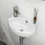 Lavabo de salle de bain mural en céramique blanc 16 x 11 pouces, trou de robinet simple, acide, surface lisse, faible absorption d'eau, résistance à l'apparence moderne, décor