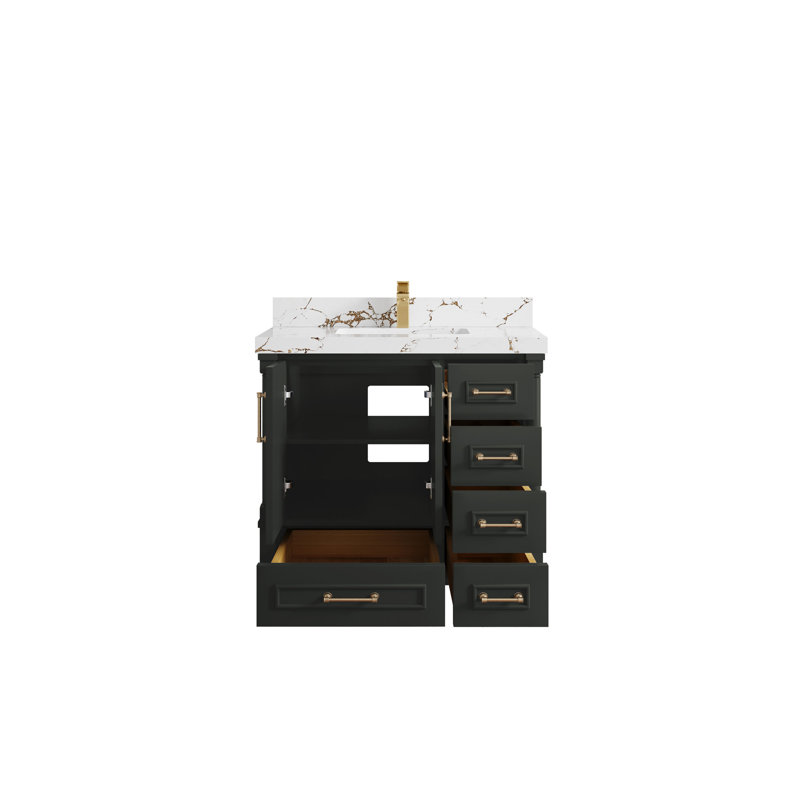 Ensemble de meuble-lavabo simple 36 po Aberdeen, Gris, Doré Viola