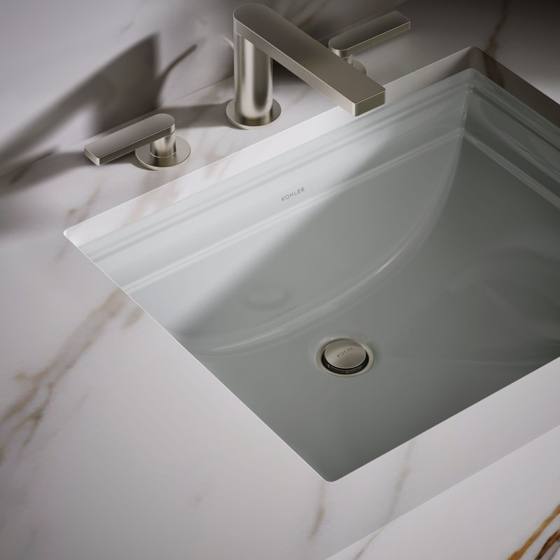 Memoirs® Vitreous China Rectangular Undermount Bathroom Sink with Overflow, Ice Gray