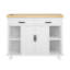 Îlot de cuisine blanc de 47 pouces avec table de salle à manger extensible et prise de courant