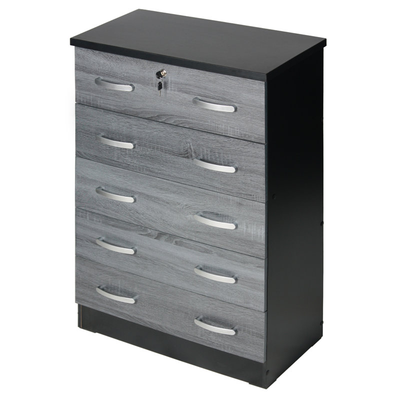 29 " W 5 - Drawer Dresser, Black/Gray