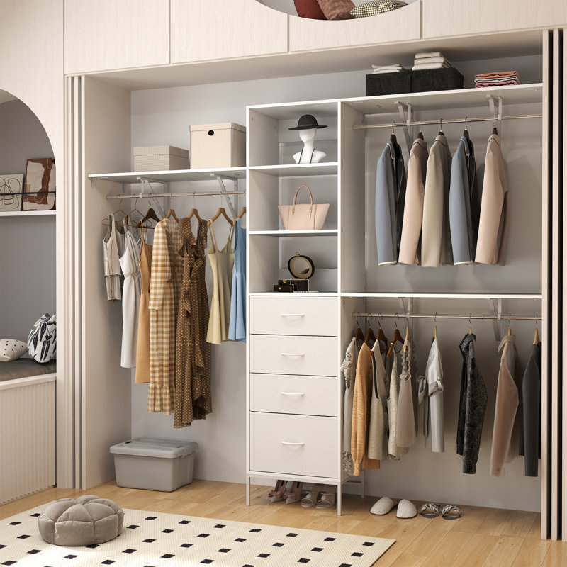 96-inch Adjustable Wardrobe System, White