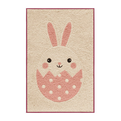 Soft Plush Esser Easter Modern & Contemporary Abstract Area Rug in Beige – Rose Binding