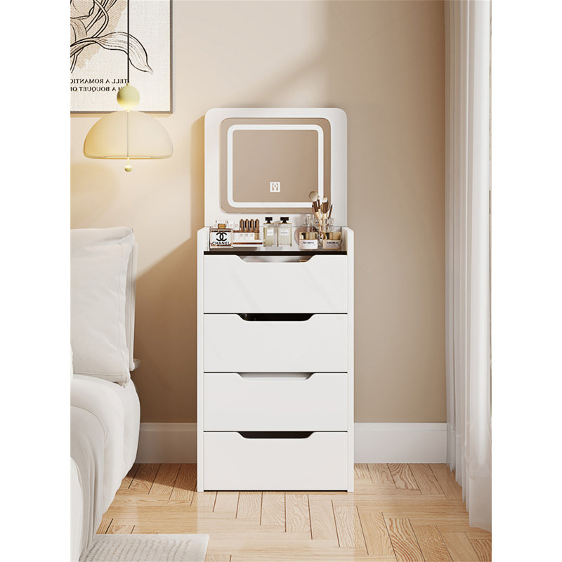 Bureau de coiffeuse 3 en 1 avec miroir rabattable, petit ensemble de coiffeuse avec bureau en verre visible, coiffeuse de maquillage compacte avec 3 tiroirs, coiffeuse pour chambre à coucher