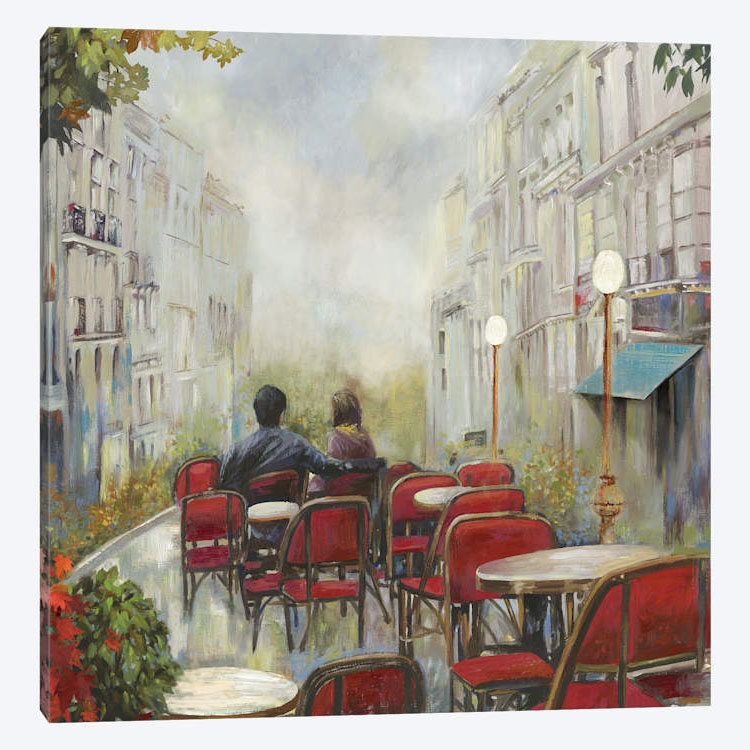 «Paris Café» par PI Studio - Giclée sur toile tendue avec châssis, H 24 po x l 24 po x P 1 po, Papier d'art encadré noir