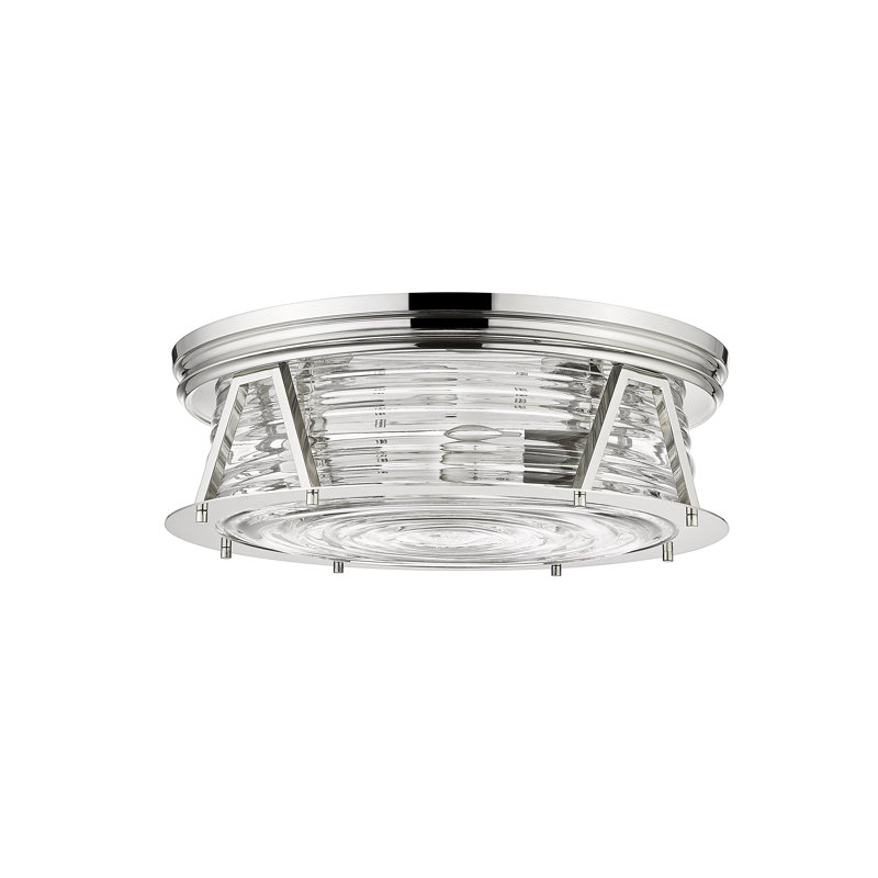 Smithies Glass Flush Mount, Polished Nickel