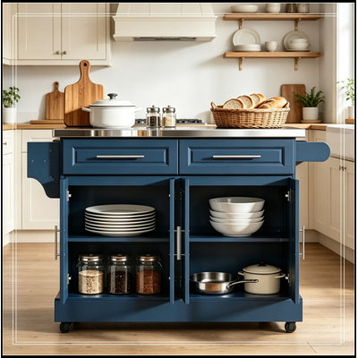 Îlot de cuisine avec 4 portes et 2 tiroirs