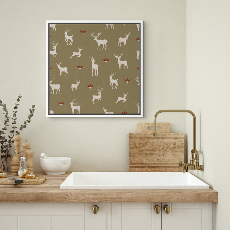 «Abstract Deer Animals», reproduction d'art sur toile encadrée, Blanc, H 16 po x l 16 po