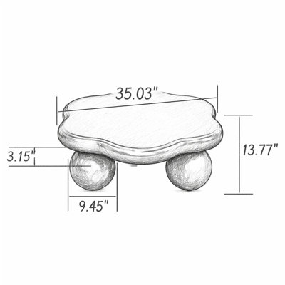 35" Black Cloud Shaped Coffee Table