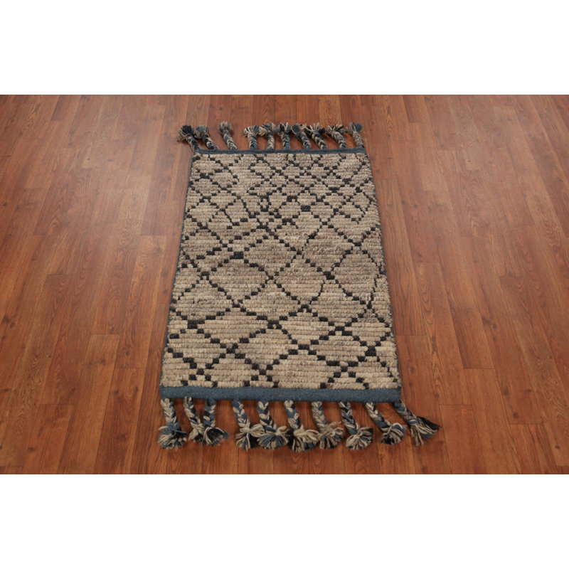 Striped Brown Moroccan Oriental Rug 2x3