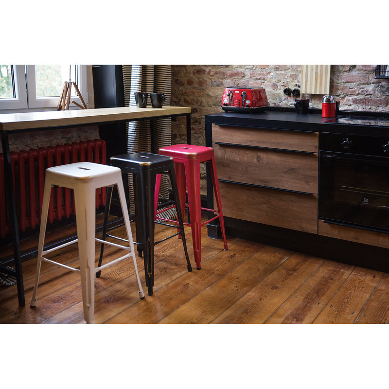 Iowa Park Counter Stool with Metal Frame, Black