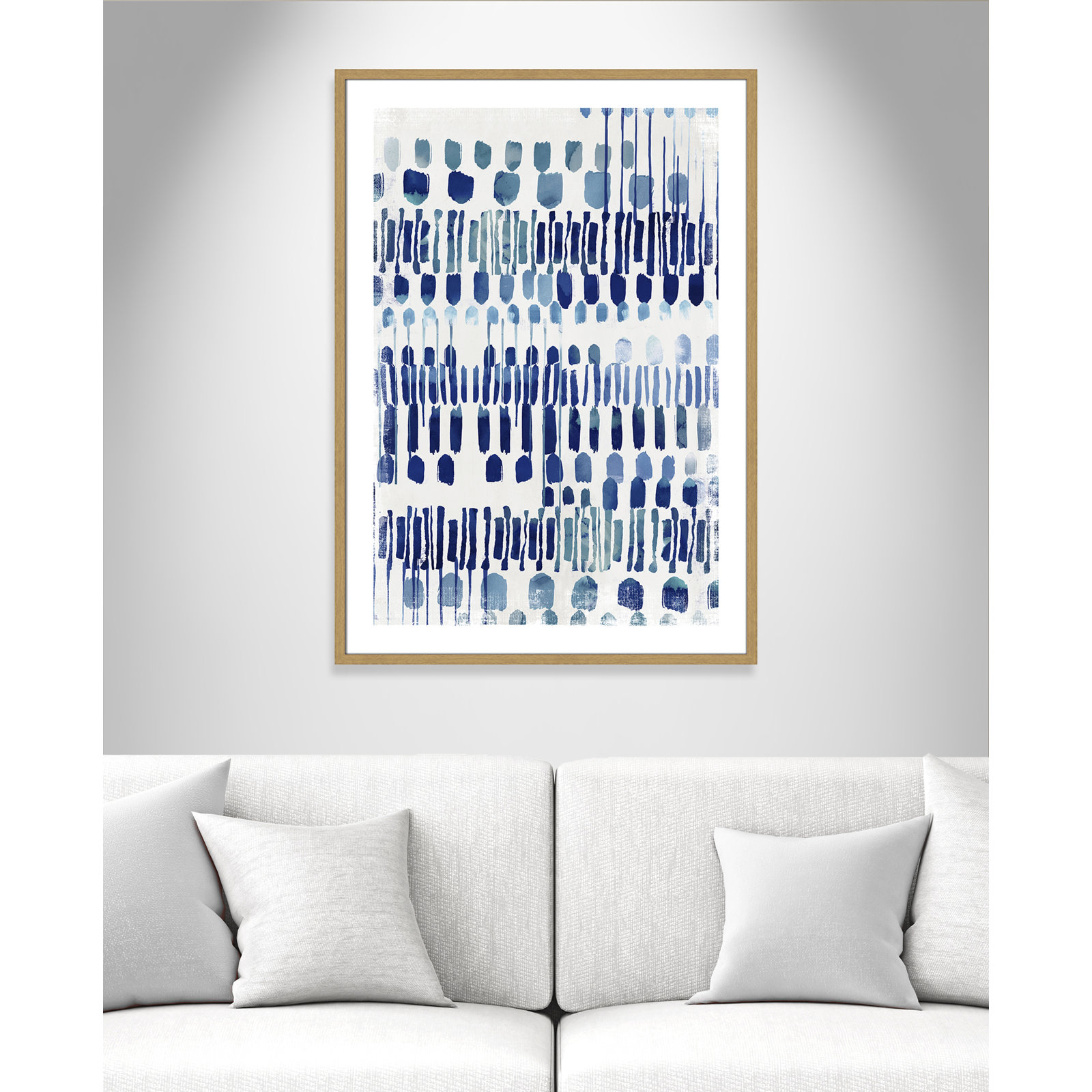 Fynn "Continuously I" Painting by Eva Watts, 41.5" H x 29.5" W x 0.75" D, Natural Wood Grain Framed Paper, White