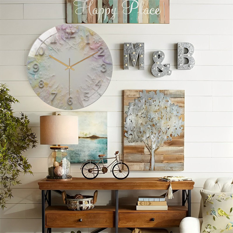 Horloge murale en verre pastel