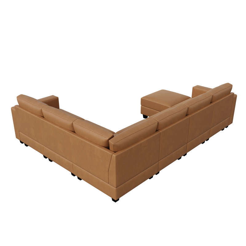  Abramson U-shaped Faux Leather Sectional Modular Storage Couch