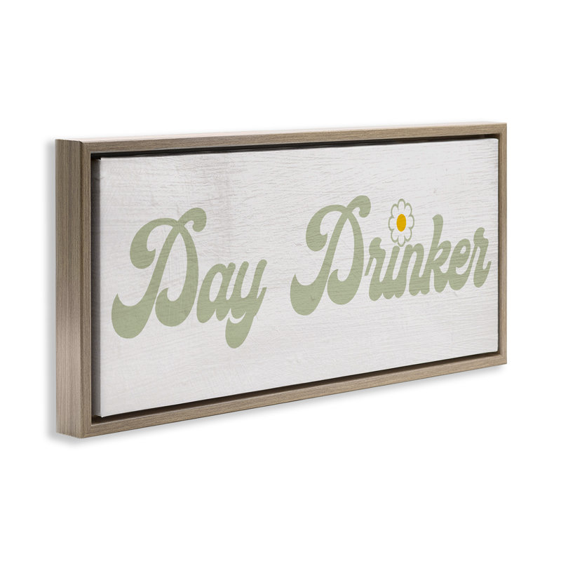 Cadre flottant rétro "Day Drinker", par Lil 'Rue, H 11 po x l 25 po, Cadre flottant orme Montalcino