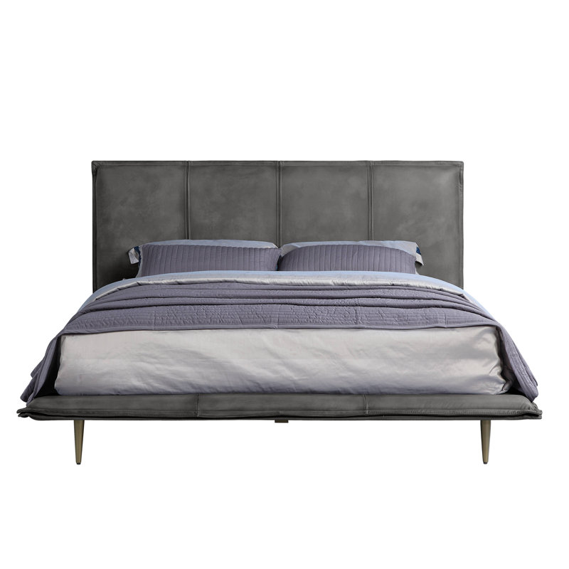 Lit plateforme Lamaiyah, Gris, Grand
