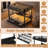 Twin XL over Twin XL Metal Bunk Bed with Storage Shelves & Drawers, USB Ports, LED Lights & Convertible Sofa – Black-708019052-708018962